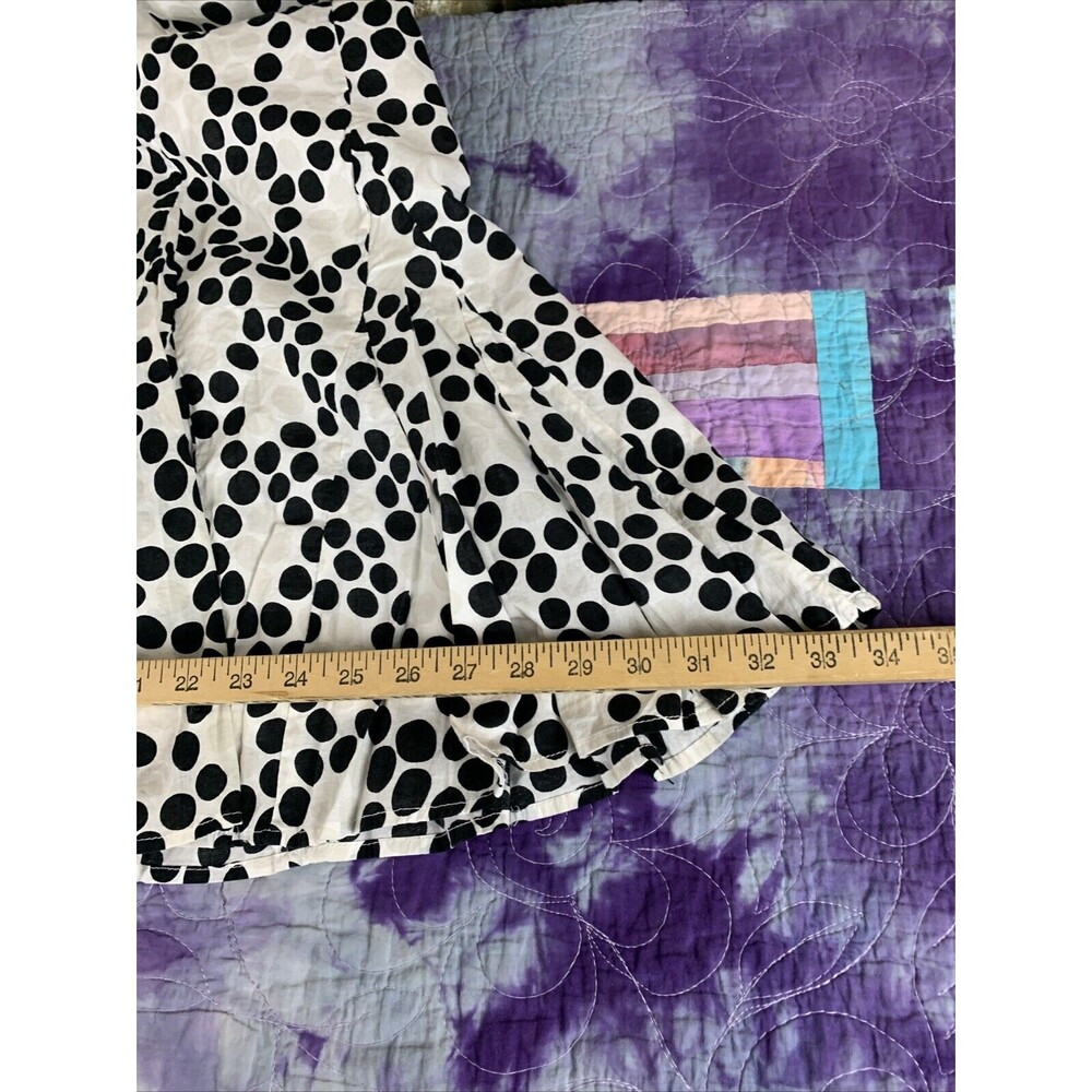 Ninety Women’s 12 Zip Up Skirt Black And White Polka Dot Flare Midi Skirt - Picture 6 of 8